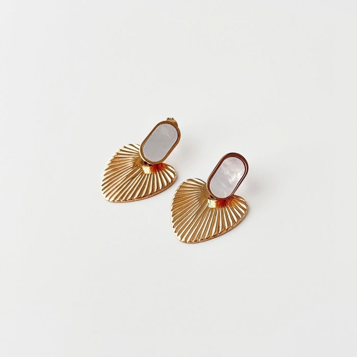 Heliophilia Silver Pendientes de Acero Inoxidable 316L Dorados para Mujer, Resistentes a la Corrosión y al Agua, 4 cm